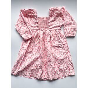 Girls Tea Collection Coral and White Floral Cotton Dress Size 4T
